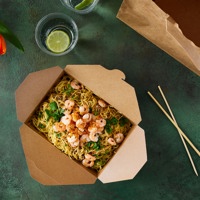 Verive Paperboard Takeaway Box, Chopstics, Bag Wok With Shrimps