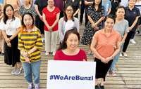 2020 staff hold we are Bunzl sign